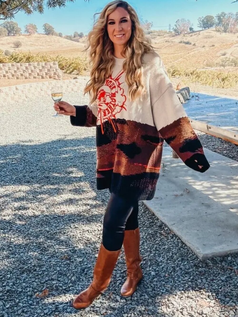 Tommy Hilfiger Sweater Dress Love Your Mother Earth Tunic Wool blend Mini Cozy M - Picture 7 of 14
